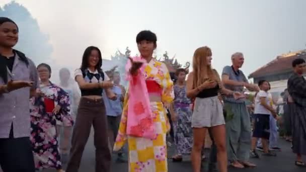 Georgetown Penang Malezja Lip 2023 Odwiedzający Uczą Się Tańca Japoński — Wideo stockowe