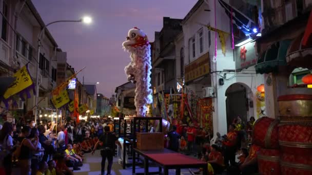 Джорджтаун Пенанг Малайзия Июля 2023 Медленное Движение Пенанг Китайский Танец — стоковое видео