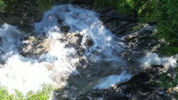 Piękna Woda Kaskady Przez Serce Lasu — Wideo stockowe