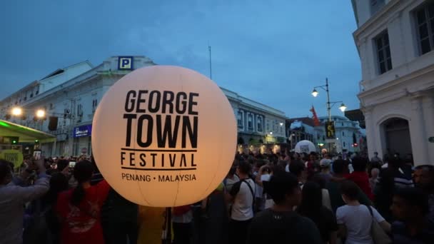 George Town Penang Malezja Lipca 2023 Wolno Poruszający Się Tłum — Wideo stockowe