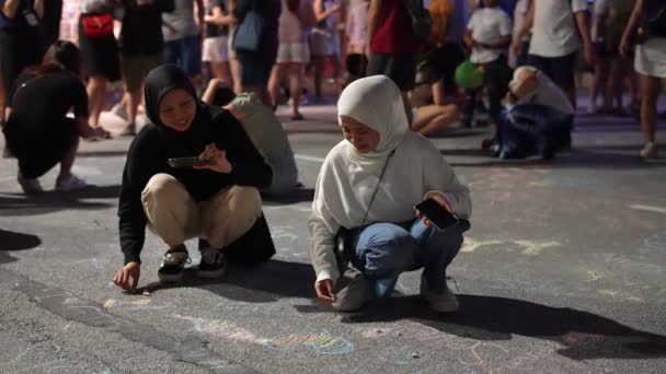 George Town Penang Malaisie Juil 2023 Des Filles Musulmanes Ralenti — Video