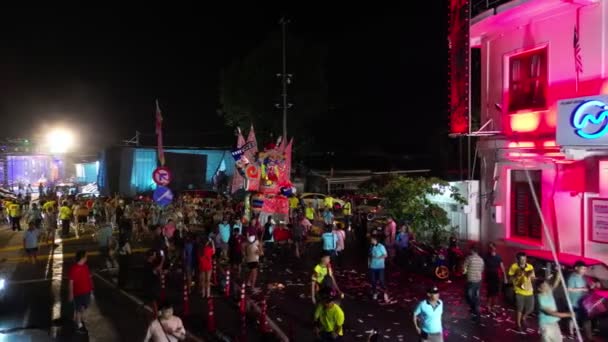 George Town Penang Malaysia Sep 2023 Folkmassa Parad Med Pappersavbild — Stockvideo