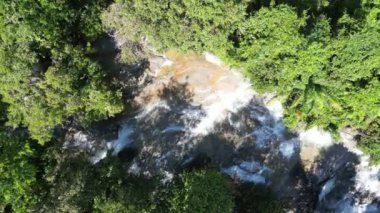 Ormanda hava manzaralı su çağlayanı.