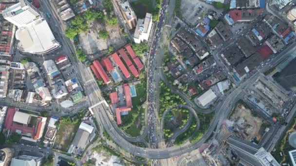 Vista Aérea Del Tráfico Automóviles Ocupado Jalan Kampung Pandan — Vídeos de Stock