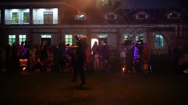 Butterworth Penang Malasia Dic 2023 Espectáculo Nocturno Buskers Incendios Donde — Vídeos de Stock