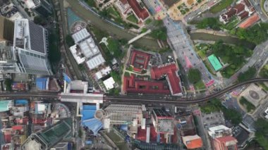 Bukit Bintang, Kuala Lumpur, Malezya - Aralık 04 2023: Dataran Merdeka yakınlarındaki Jalan Raja 'ya havadan bakın