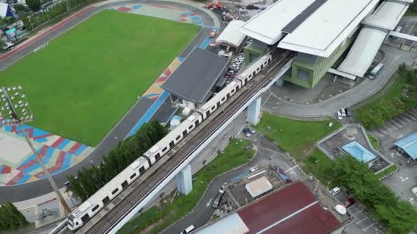 Kajang Selangor Malasia Nov 2023 Mirada Aérea Hacia Abajo Ferrocarril — Vídeo de stock