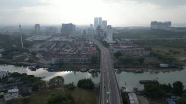 Bandar Hilir, Melaka, Malezya - Mar 04 2024: Melaka 'nın hava manzarası, zengin mirasını vurguluyor.