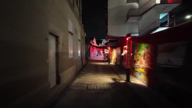 George Town, Penang, Malaysia - Feb 09 2024: A long hallway with a sign that says 