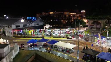 Bandar Hilir, Melaka, Malaysia - Mar 01 2024: Historic Melaka transitions into a lively night scene.
