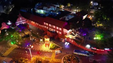 Bandar Hilir, Melaka, Malaysia - Mar 04 2024: Elevated view of Malacca cultural fusion and old world beauty.