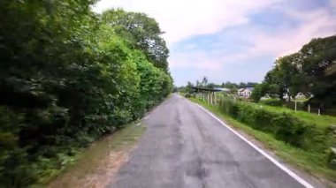 Batu Pahat, Johor, Malaysia - May 31 2024: A road with trees on both sides. The road is empty