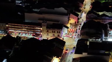 George Town, Penang, Malaysia - Nov 03 2024: A town street at night with a fire station