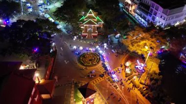 Bandar Hilir, Melaka, Malaysia - Mar 01 2024: Melaka historic scape glowing under the night sky.
