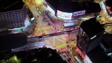 Bukit Bintang, Kuala Lumpur, Malaysia - Dec 07 2024: City street at night with a lot of traffic and a lot of people at Bukit Bintang aerial view