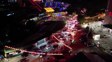 Ayer Itam, Penang, Malaysia - Feb 04 2024: Red lanterns light up the street in a festive atmosphere.