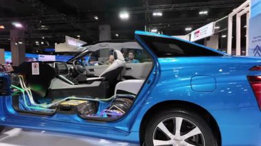 Segambut, Kuala Lumpur, Malaysia - Dec 07 2024: Blue Toyota Mirai fuel vehicle car show at the Kuala Lumpur International Mobility Show (KLIMS)