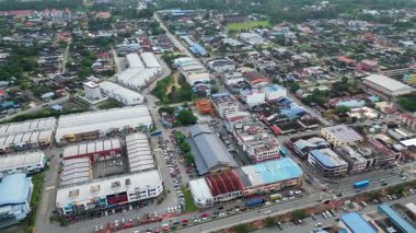 Pekan Nanas, Johor, Malaysia - Jun 04 2024: Drone shot Pekan Nanas kampung baru.