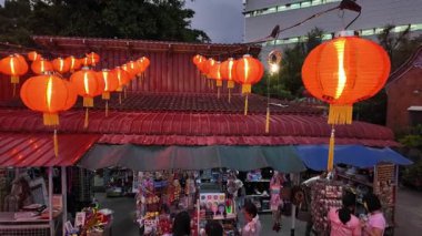 Bayan Lepas, Penang, Malaysia - Feb 14 2024: Peaceful lantern decoration at the Snake Temple in Penang.