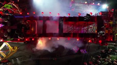 Bukit Mertajam, Penang, Malaysia - Feb 17 2024: Explosions of firecrackers echo through the crowd during jade emperor birthday celebration