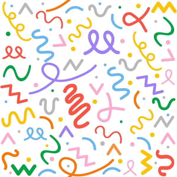 Dessiné Main Motif Géométrique Doodle Ligne Colorée Sans Couture — Image vectorielle