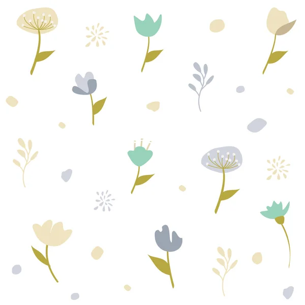 Lindo Patrón Floral Pastel Vector Ilustración Dibujada Mano — Vector de stock