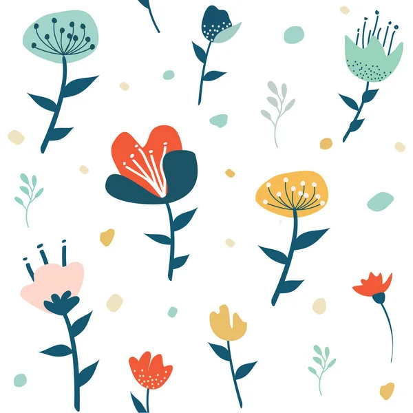 可愛いパステルの花柄 ベクトル手描きイラスト — ストックベクタ