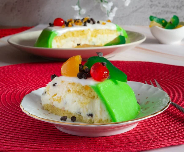 Ciasto Typowe Sycylijskie Cassata Ricottą Kandyzowanych Owoców — Zdjęcie stockowe