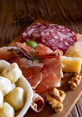 typical Italian antipasto platter with cold cuts and cheeses