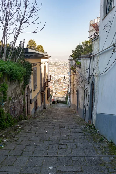 Naples Italy February 2023 Long Stairway Connecting Upper Lower Part — Stock Photo, Image