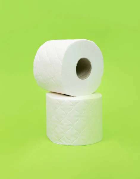 White Toilet Paper Roll Green Background — Stock Photo, Image