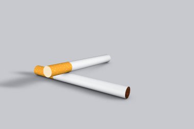 Gri arkaplandaki sigaraların 3 boyutlu yorumlanması