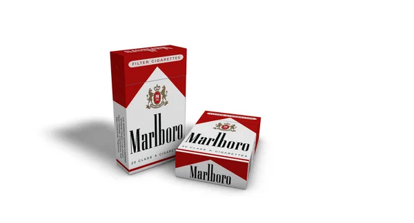 Rendering Von Marlboro Zigarettenschachteln — Stockfoto