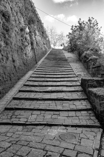 Nápoles Itália Fevereiro 2023 Longa Escada Ligando Parte Superior Inferior — Fotografia de Stock