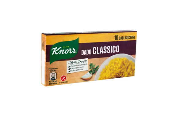 Nápoles Itália Fevereiro 2023 Pacote Cubos Caldo Legumes Marca Knorr — Fotografia de Stock