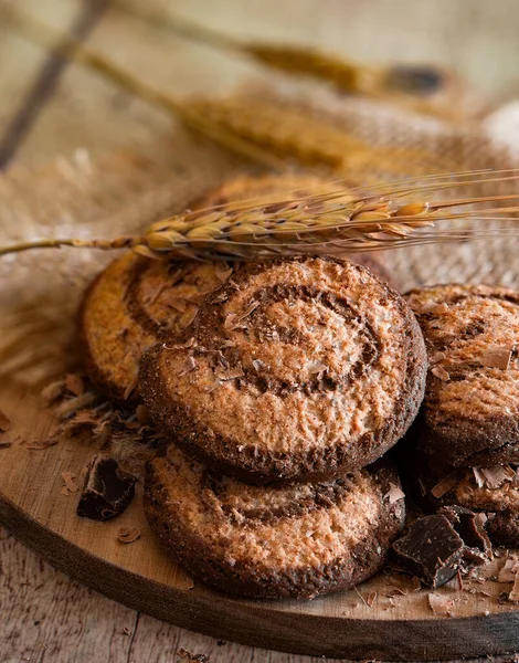 Wholemeal Biscuits Barley Spelled Oats Chocolate Breakfast — Stock Photo, Image
