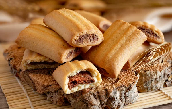 Biscoitos Com Chocolate Escuro Chamado Rigatini — Fotografia de Stock