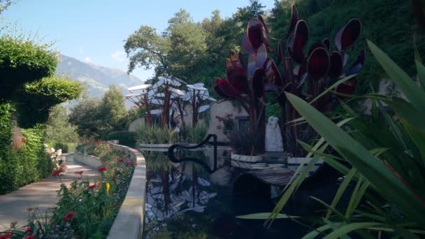 Merano Itália Agosto 2023 Vista Jardim Dos Amantes Trauttmansdorff Gardens — Vídeo de Stock