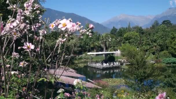 Merano Olaszország Augusztus 2023 Kilátás Trauttmansdorff Gardens Merano Sud Tyrol — Stock videók