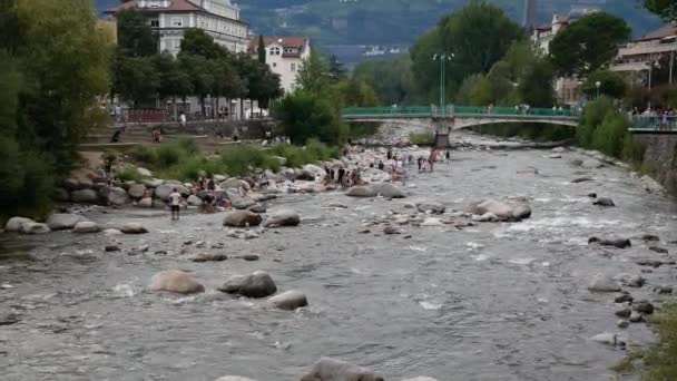 Tributary Stream Passirio River Flowing Water Lana Italy — Stock Video