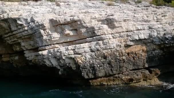 View Boat Famous Rock Caves Gargano Coast — Stock Video