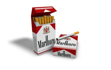 Napoli - İtalya - 14 Şubat 2024: 3D Marlboro marka sigara paketi
