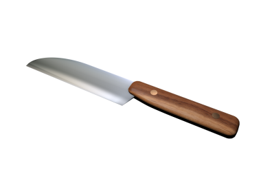 Mutfak bıçağının beyaza üç boyutlu çizimi