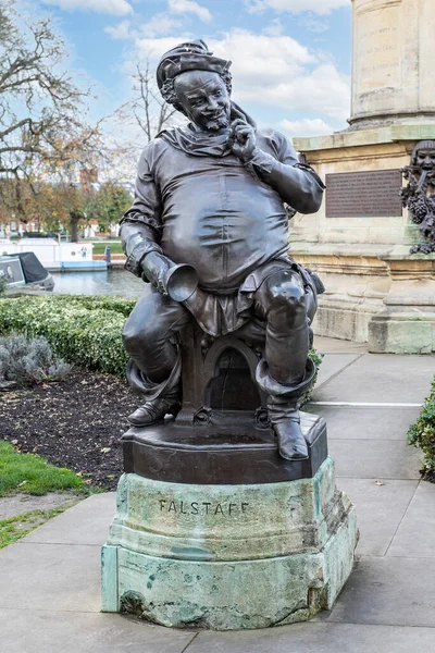 Primer Plano Estatua Del Personaje William Shakespeare Falstaff Bancroft Gardens — Foto de Stock