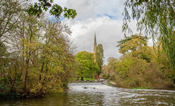 Utsikt Över Floden Avon Till Holy Trinity Church Där William — Stockfoto