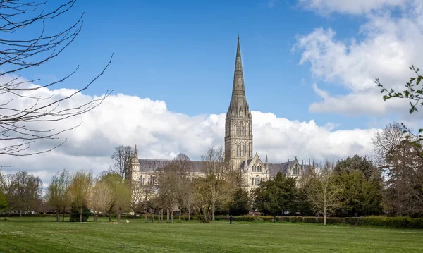Salisbury Katedrali Nin Görüntüsü Nisan 2023 Salisbury Wiltshire Ngiltere Den — Stok fotoğraf