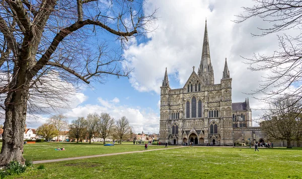 Salisbury Katedrális West Walk Salisbury Wiltshire Egyesült Királyság Ból 2023 — Stock Fotó