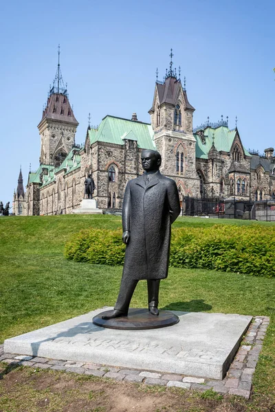 Estatua Del Primer Ministro Mackenzie King Frente Bloque Este Del — Foto de Stock
