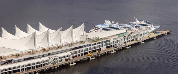 stock image Panoramic, view of Canada Place and iconic sails from Vancouver Lookout in Vancouver, British Columbia, Canada on 30 May 2023