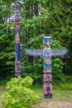 31 Mayıs 2023 tarihinde Kanada 'nın başkenti Vancouver' da Stanley Park 'taki Brockton Point' teki Totem Polonyalıları